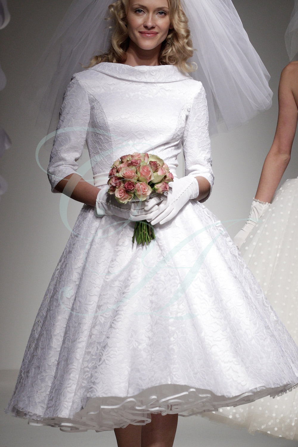 Audrey Hepburn Style Lace Short Wedding Dress by Candy Anthony