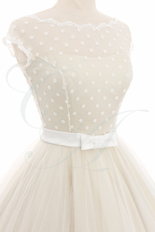 Polkadot Cream and Tulle Dress